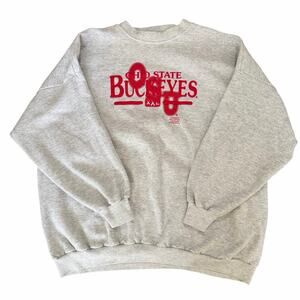 Vintage Ohio State Buckeyes Sweatshirt Made USA Gray Graphic Crewneck XL NCAA